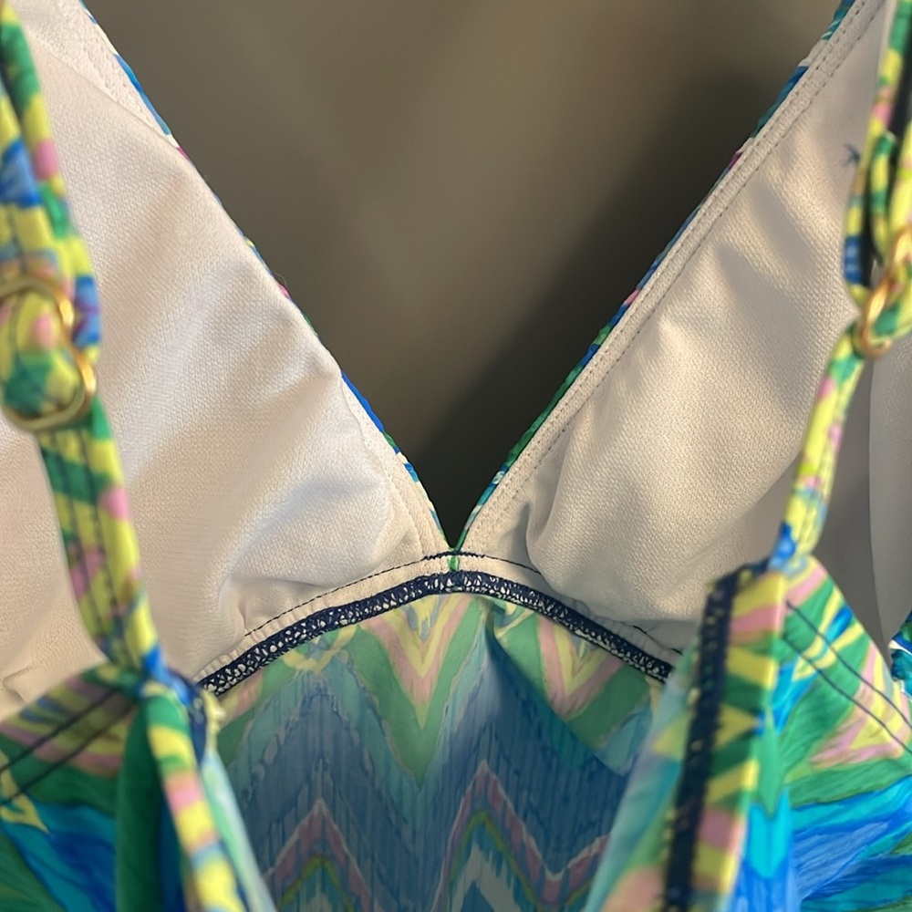 Kenneth Cole Reaction Chevron Tankini Swim Top Blue Green‎ Women's M - Picture 5 of 10